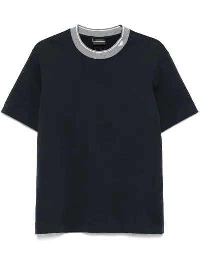 Emporio Armani Stripe-detailed T-shirt In Blue