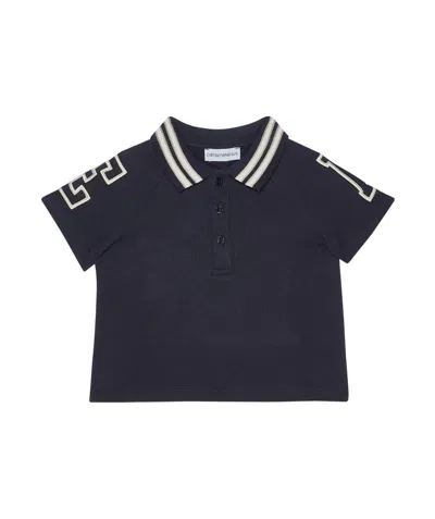 Emporio Armani Stripe-edge Cotton Polo Shirt In Black