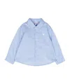 Emporio Armani Stripe-embroidered Cotton Shirt In Blue