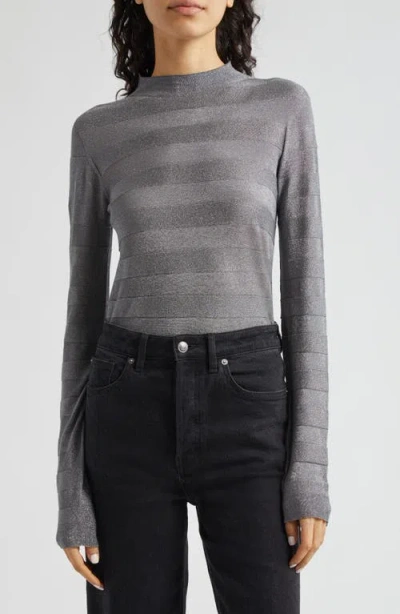 EMPORIO ARMANI EMPORIO ARMANI STRIPE METALLIC MOCK NECK KNIT TOP