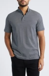 Emporio Armani Stripe Nehru Collar Polo In Navy