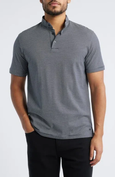 Emporio Armani Stripe Nehru Collar Polo In Navy