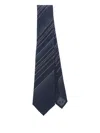 Emporio Armani Stripe-pattern Dotted Silk Tie In Blue
