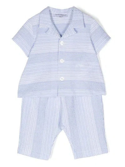 Emporio Armani Babies' Stripe-print Two-piece Set In Blue