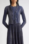 Emporio Armani Bicolor Ribbed Striped Cardigan Sweater In Black