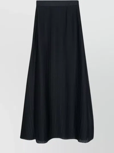 Emporio Armani Striped Long A-line Skirt In Blue