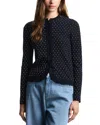 Emporio Armani Striped And Polka Dot Jacquard Motif Cardigan Sweater In Blue