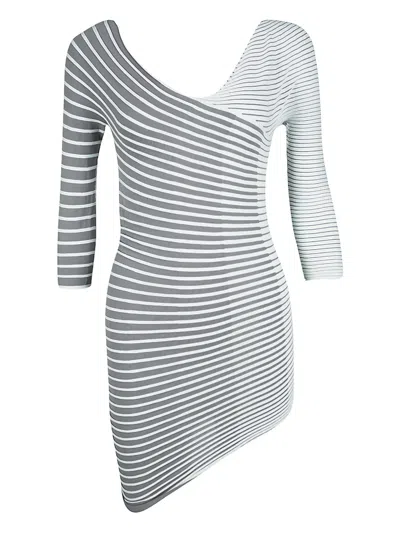 Pre-owned Emporio Armani Striped Asymmetric Top In Gray