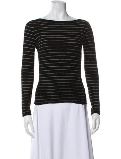 Pre-owned Emporio Armani Striped Bateau Neckline Sweater In Black