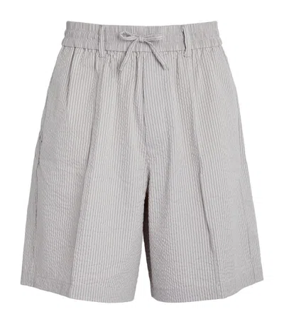 Emporio Armani Striped Bermuda Shorts In Beige