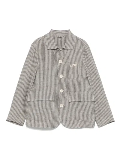 Emporio Armani Kids' Striped Blazer In Blue