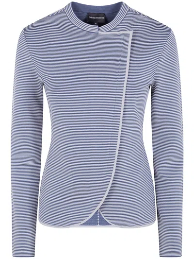 Emporio Armani Striped Blazer Jacket In Purple