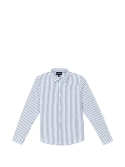 Emporio Armani Kids' Striped Buttoned Shirt In Neutral