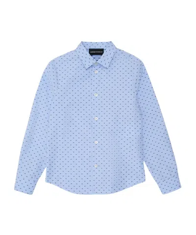 Emporio Armani Striped Cotton Shirt In Blue