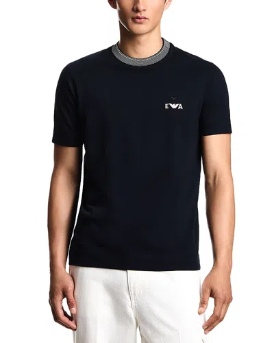 Emporio Armani Mens Iconico 0920 Blu Navy Ea Iconic Short-sleeve Cotton T-shirt Xxl In Blue