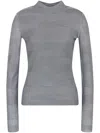 Emporio Armani Striped Mock-neck Top In Grey