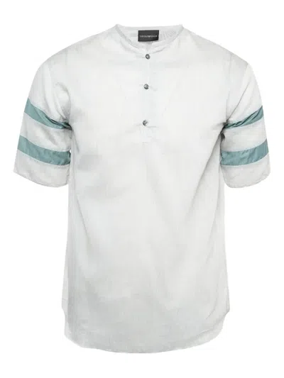 Pre-owned Emporio Armani Gestreiftes T-shirt Mit Halblanger Front