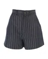 Emporio Armani Striped High-waisted Shorts In Black
