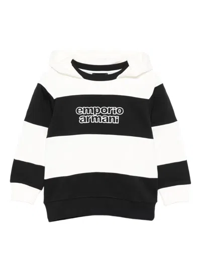 Emporio Armani Kids' Striped Hoodie In Black