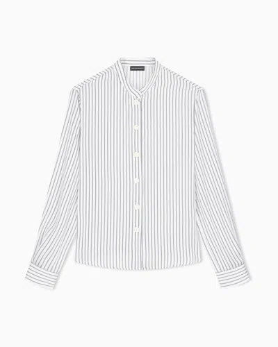 Emporio Armani Chemise En Jacquard À Rayures In Gray