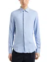 Emporio Armani Striped Jersey Button Down Shirt In Multi
