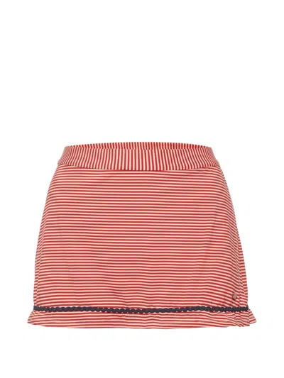 Pre-owned Emporio Armani Striped Jersey Mini Skirt In Red