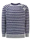 Emporio Armani Striped Sweater In Grey