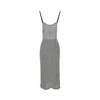 Emporio Armani Blackwhite Striped Cotton Midi Dress In Black