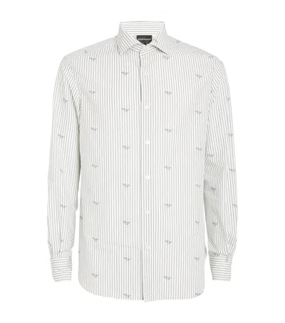 Emporio Armani Striped Logo Shirt In Blue