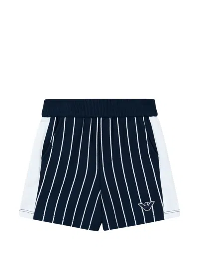 Emporio Armani Babies' Striped Logo Shorts In Blue