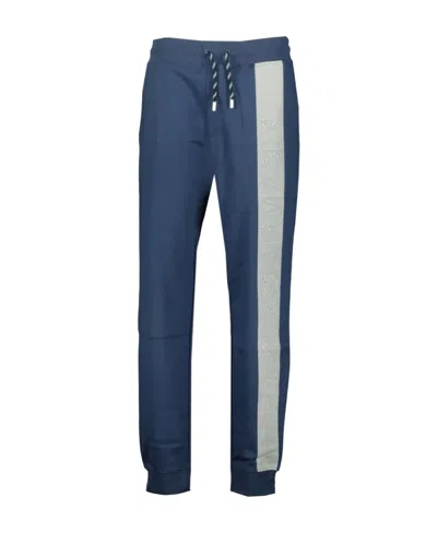 Emporio Armani Striped Logo Sweatpants In Blue