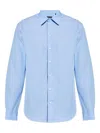 Emporio Armani Icon Shirt In Tropical Light Wool Canvas In Blue