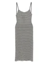 Emporio Armani Blackwhite Striped Cotton Midi Dress In Black