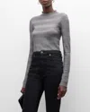 Emporio Armani Striped Mock-neck Top In Grey