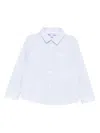 Emporio Armani Stripe-embroidered Cotton Shirt In Blue