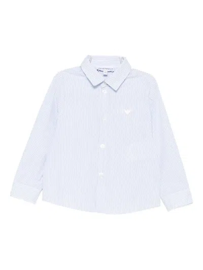 EMPORIO ARMANI STRIPED-PATTERN EMBROIDERED-LOGO SHIRT