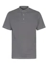 Emporio Armani Stripe Nehru Collar Polo In Black