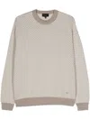 Emporio Armani Striped Ribbed Jumper In Grey