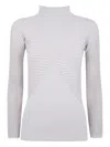 Emporio Armani Fitted Striped Long Sleeve Knit Top In White