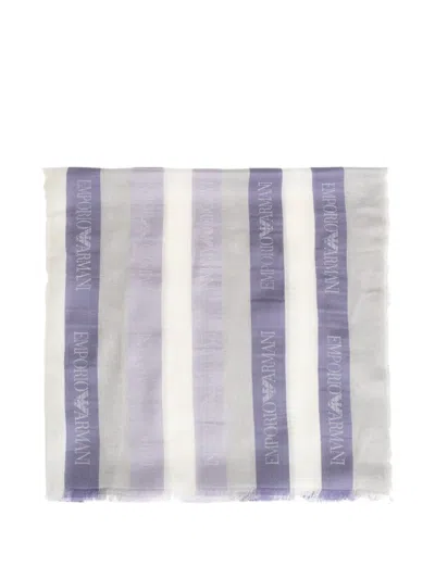 Emporio Armani Striped Square Scarf In Multi