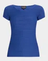 Emporio Armani Striped Scoop-neck Jersey Tee In Cobalt Blue