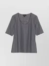 Emporio Armani Striped Scoop Neck Sleeveless Top In Multi