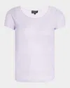 Emporio Armani Striped Scoop-neck Viscose T-shirt In Pink