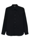 Emporio Armani Navy Blue Logo Patch Shirt In Black