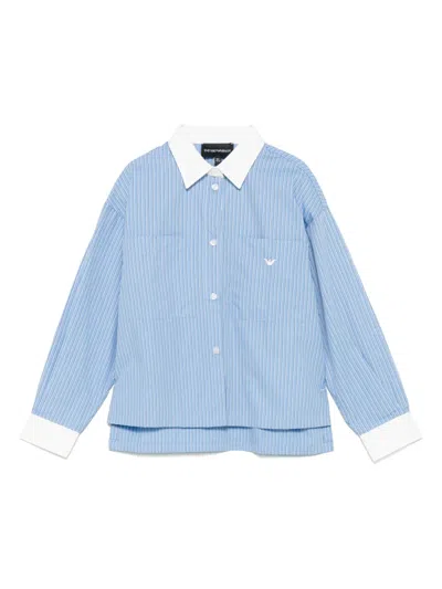 Emporio Armani Kids' Striped Shirt In Blue