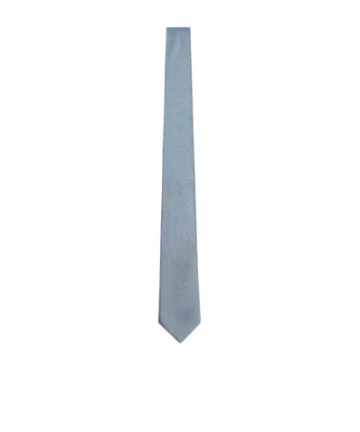 Emporio Armani Striped Silk Tie In Blue
