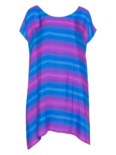 Pre-owned Emporio Armani Striped Silk Tunic In Blue