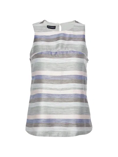 Pre-owned Emporio Armani Striped Sleeveless Top In Blue