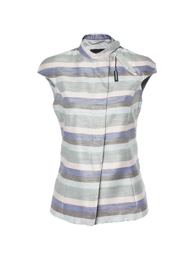 Pre-owned Emporio Armani Striped Sleeveless Vest In Blue
