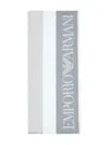 Emporio Armani Logo-jacquard Fringed Scarf In Gray